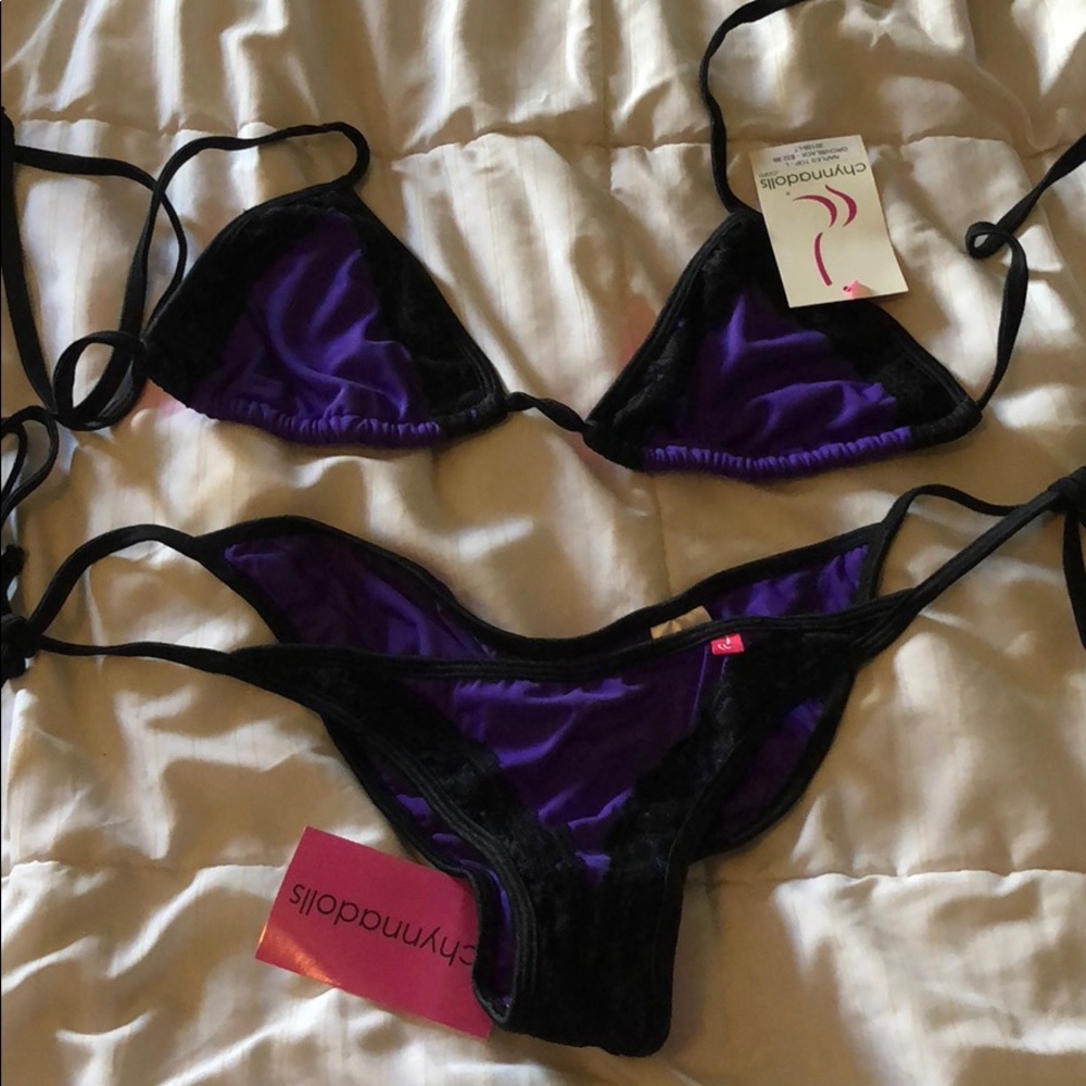 NWT chynnadolls purple/black scrunchbutt bikini
